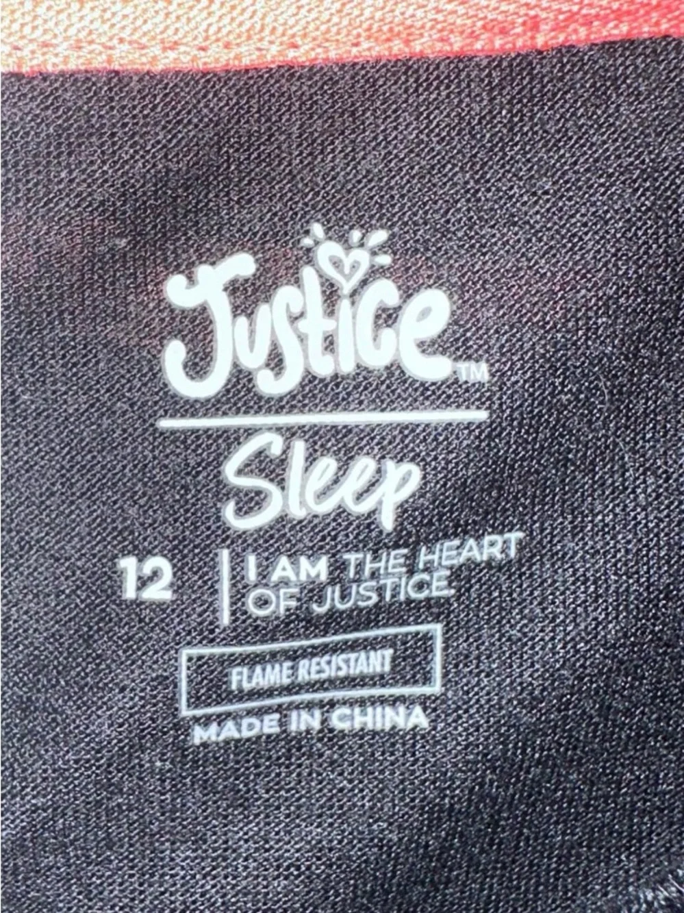 Justice Black Pajama Set with Pink, Yellow and Green Rainbow Flower
